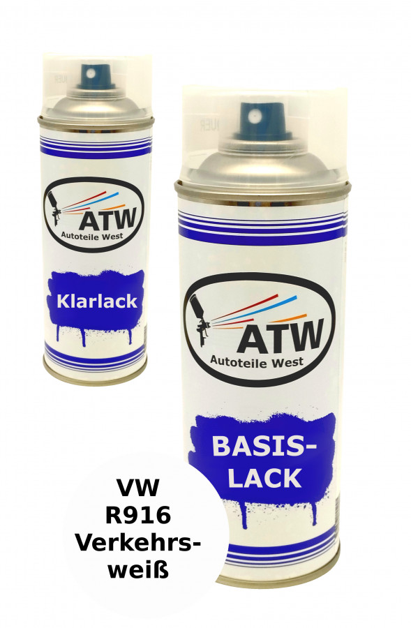 Autolack für VW R916 Verkehrsweiß+400ml Klarlack Set